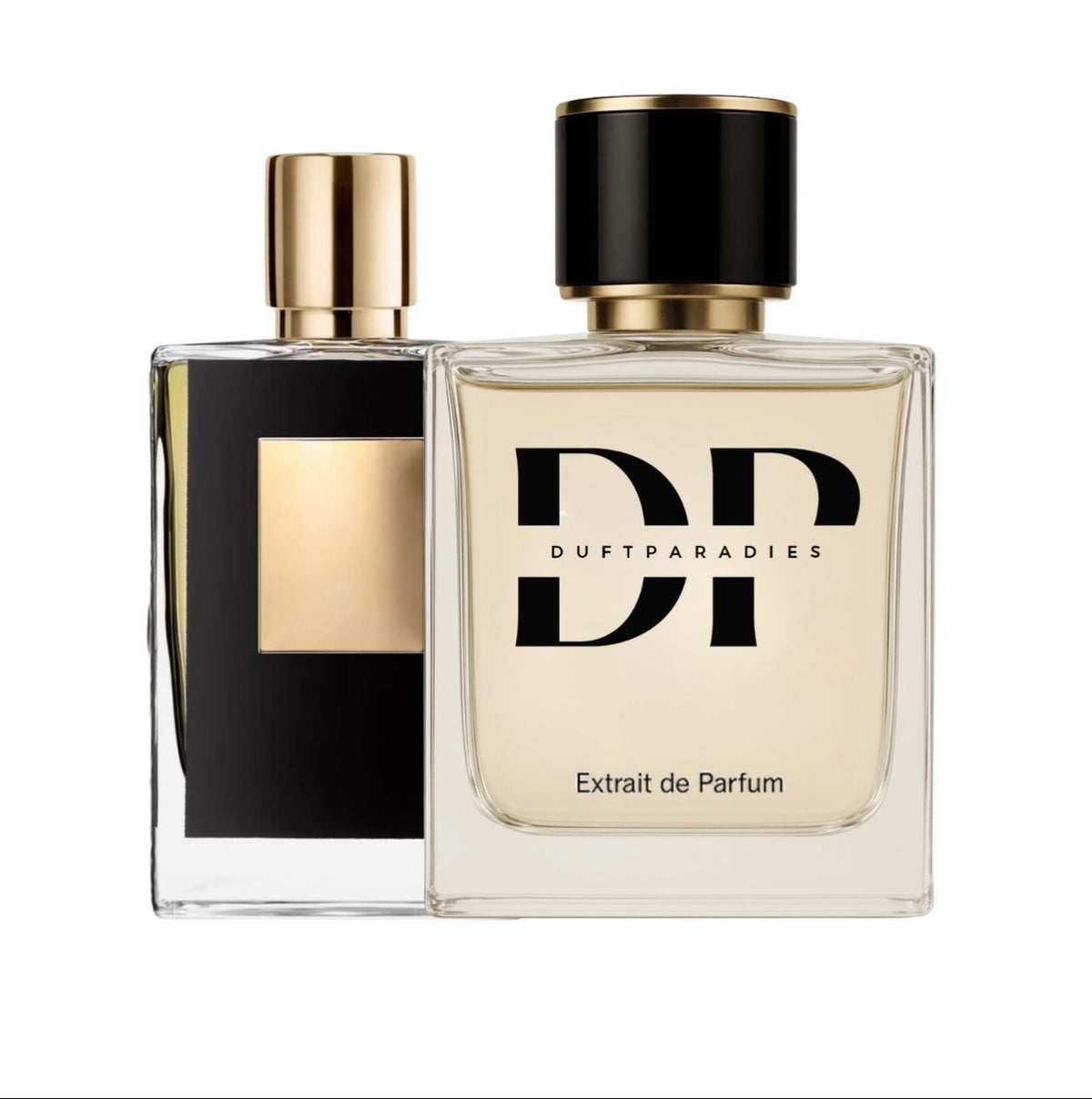 Duftparadies M324 Phantom Parfümflasche mit stilvollem Design, sichtbar mit goldenen Akzenten und eleganter Verpackung.