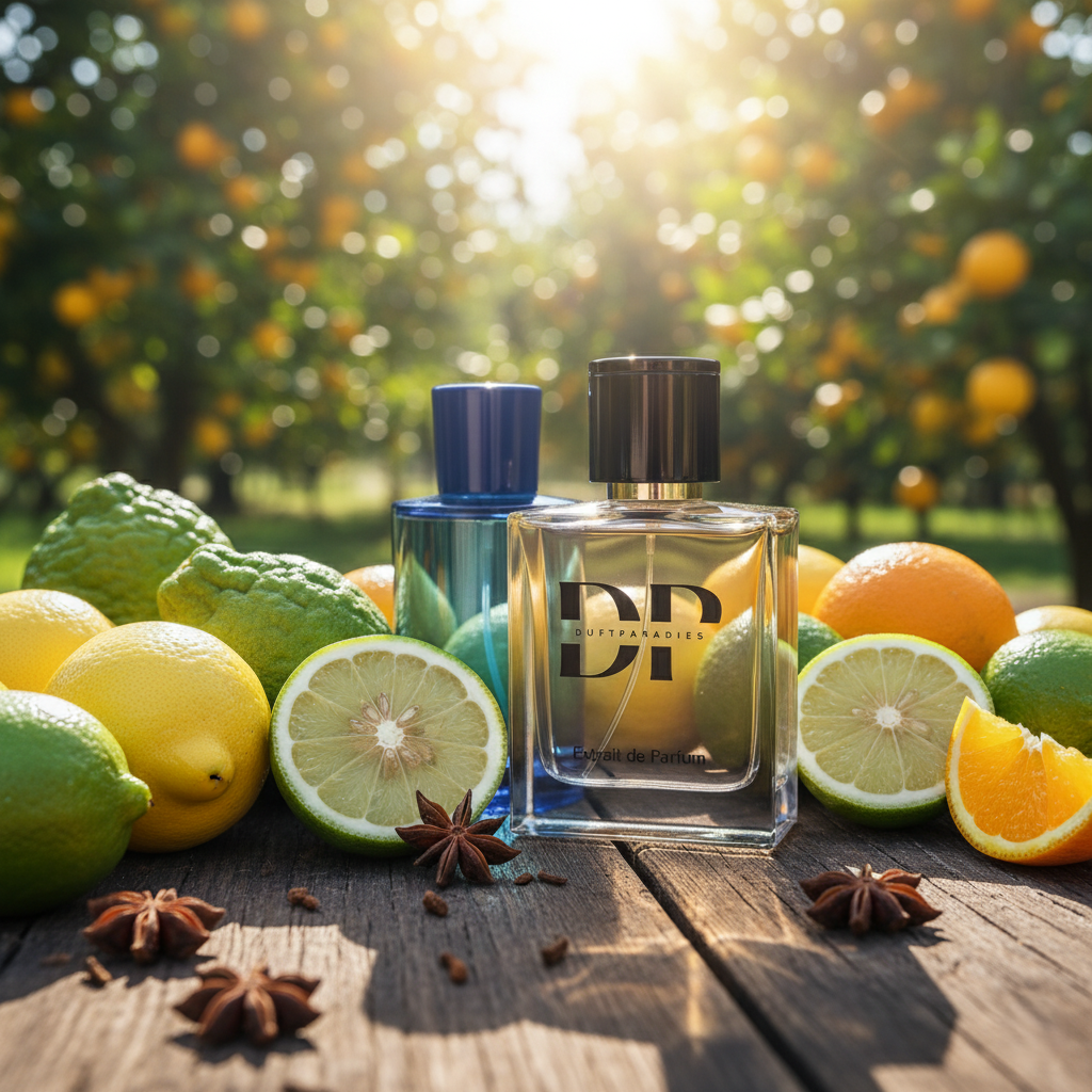 Flasche mit M305 Mandorlo Sicilia Duftöl, aromatisches Parfüm mit Mandeln und blumigen Noten, in eleganter Verpackung