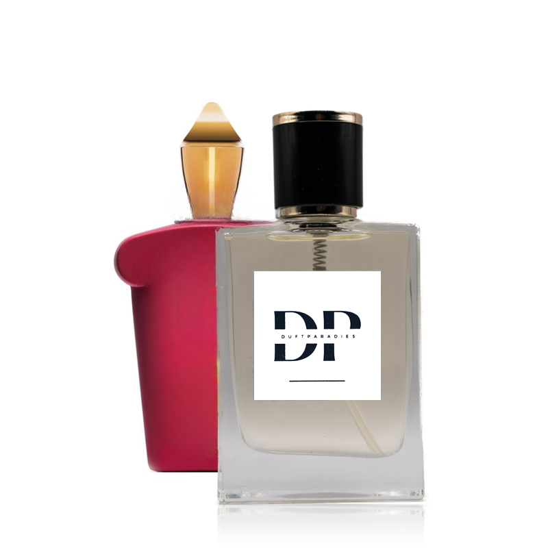 Duftparadies M191 Ideale Parfümflasche mit goldener Kappe und eleganter Verpackung, nahes Bild des Duftdesigns