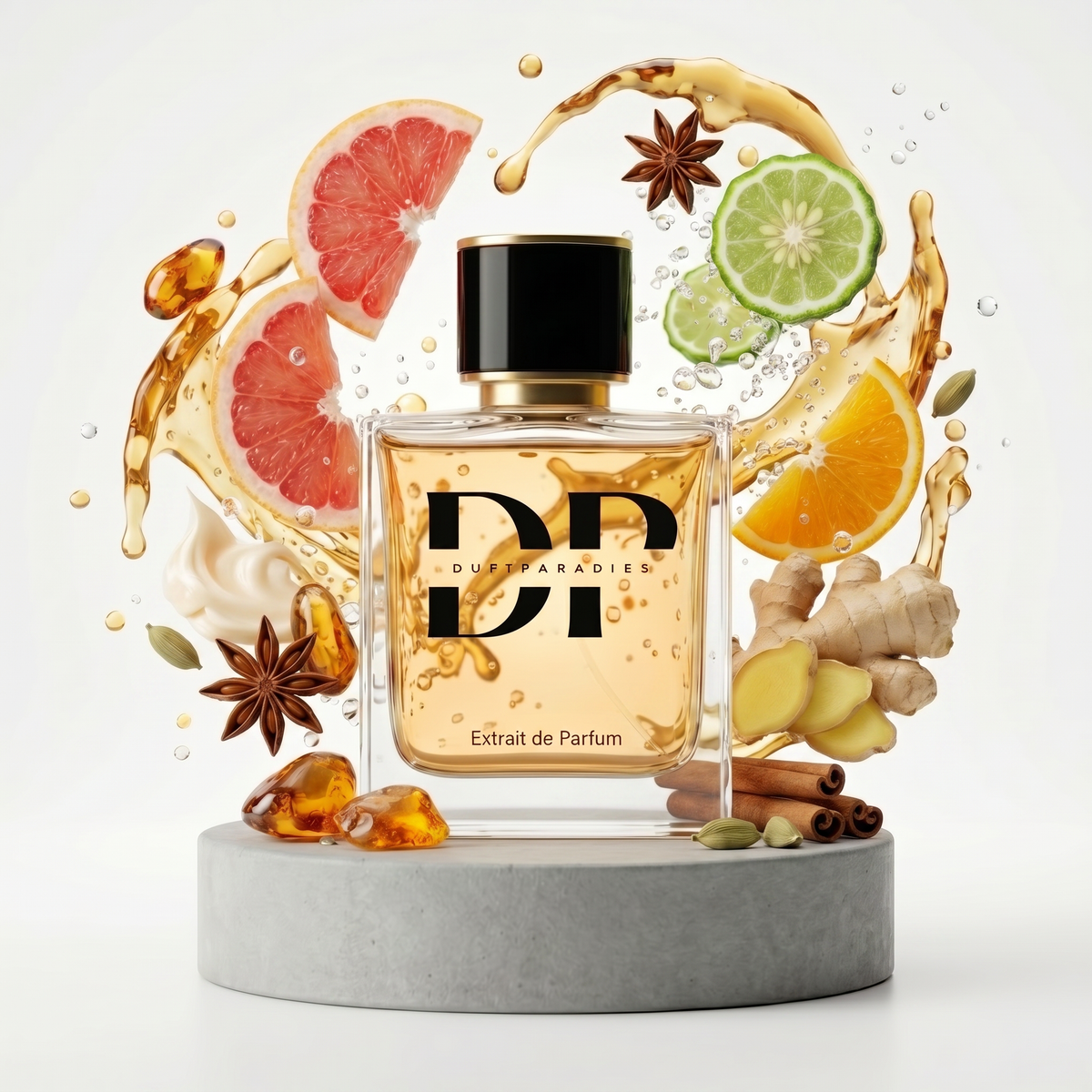 Dufter Symbiose M310 von Duftparadies mit 40% Duftöl, zeigt das Fläschchen und den aromatischen Inhalt.