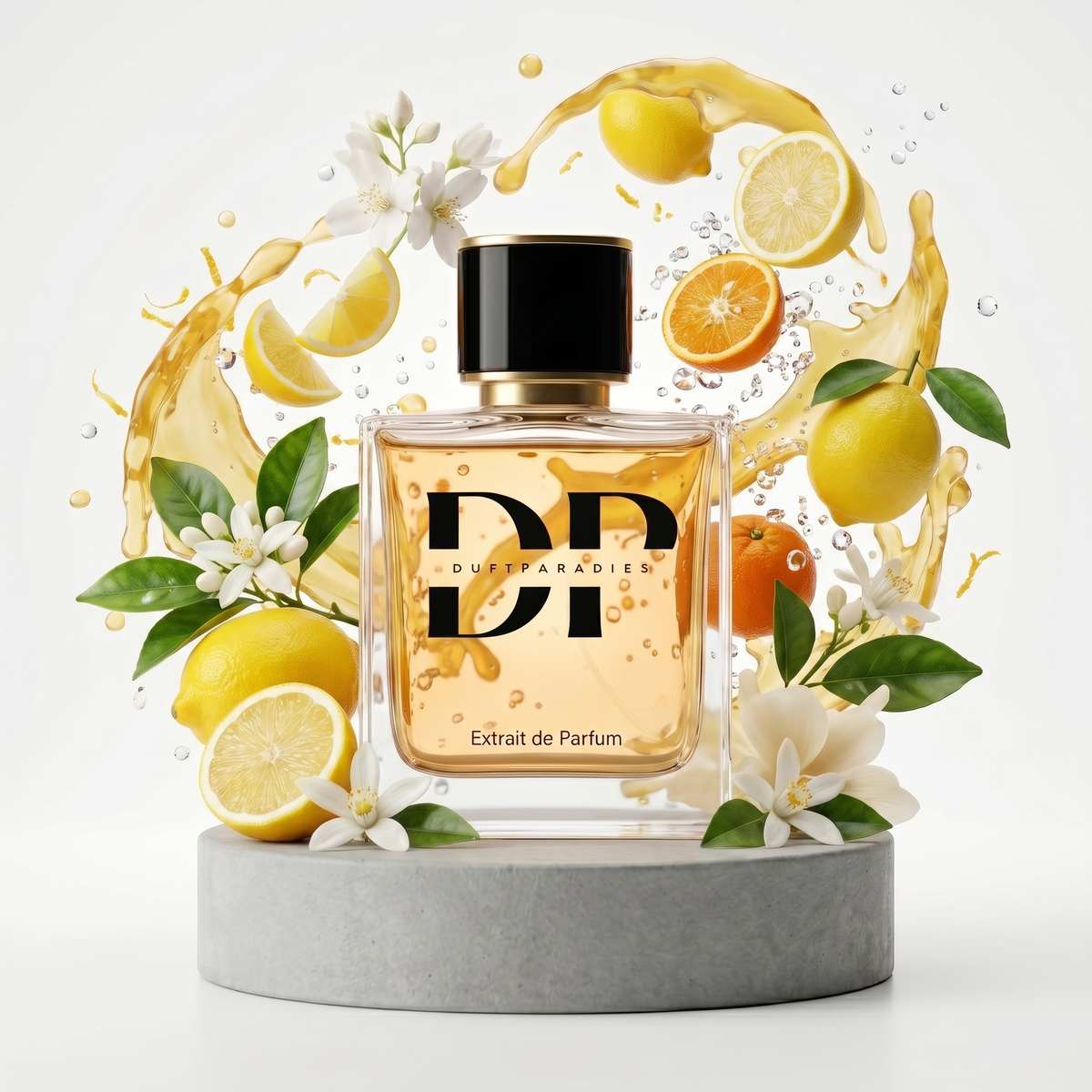 Flasche mit M327 Costa Neroli Duft von Duftparadies, elegante Verpackung auf weißem Hintergrund sichtbar