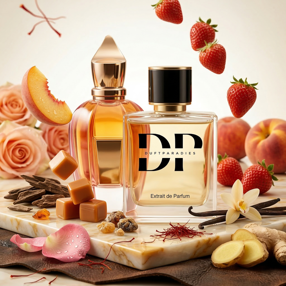 M337 Capital Duftparadies Eau de Parfum Flasche mit goldener Verpackung und eleganter Gestaltung.