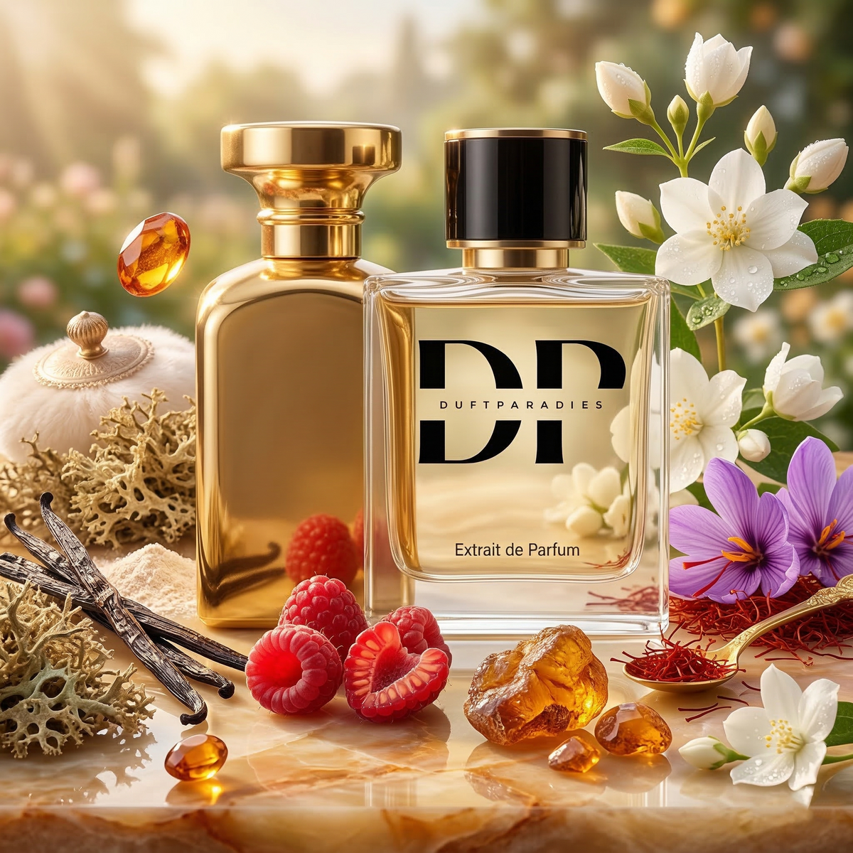 M340 Anf Ishq Duftparadies, Flasche mit Parfümöl und Verpackung, elegant gestaltet, für Damen und Herren.
