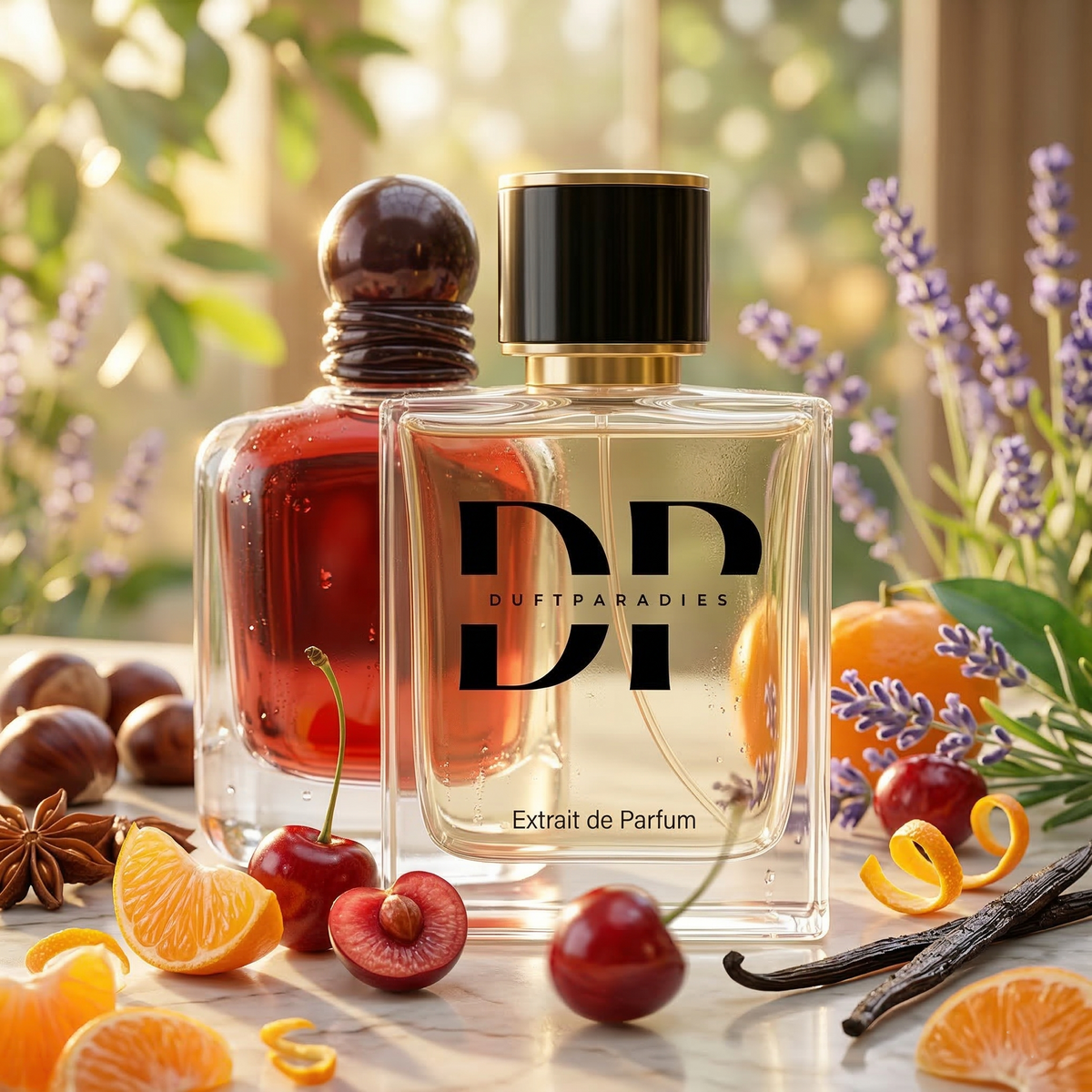 Hochwertige Duftkerze M342 Powerfull von Duftparadies in elegantem Glas mit warmem Licht und aromatischem Duft.