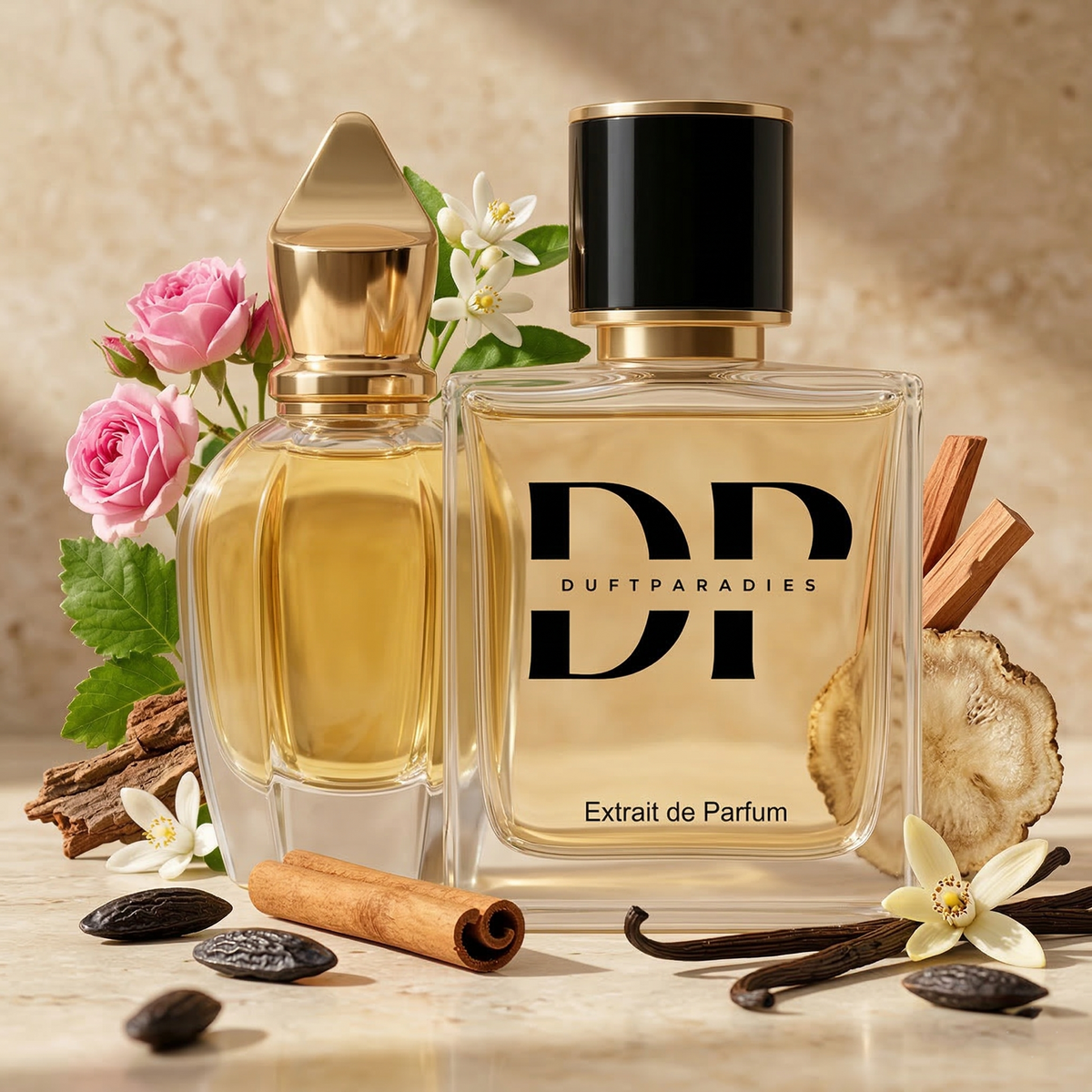 Duftparadies M344 Gibeon auf Zeit Duftkarte mit blauer Verpackung und Duftbeschreibung, Parfümprobe für Aromatherapie und Raumduft.