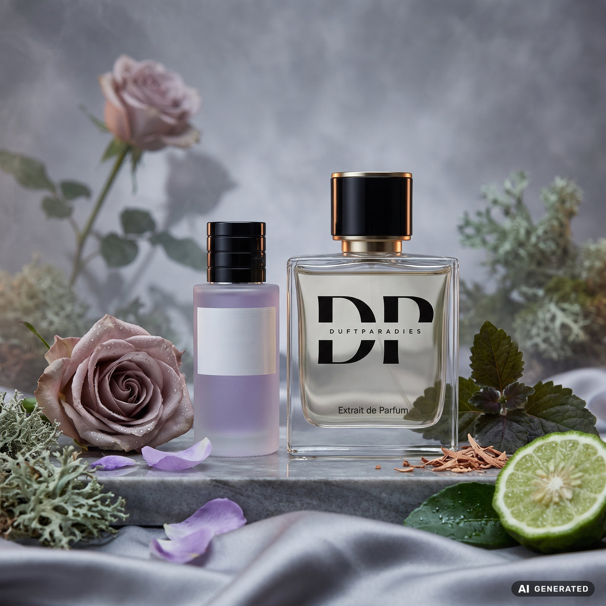 Duftparadies M350 Gris Duftkerze in grauem Glas mit brennender Flamme, elegante Raumduftkerze für gemütliche Atmosphäre