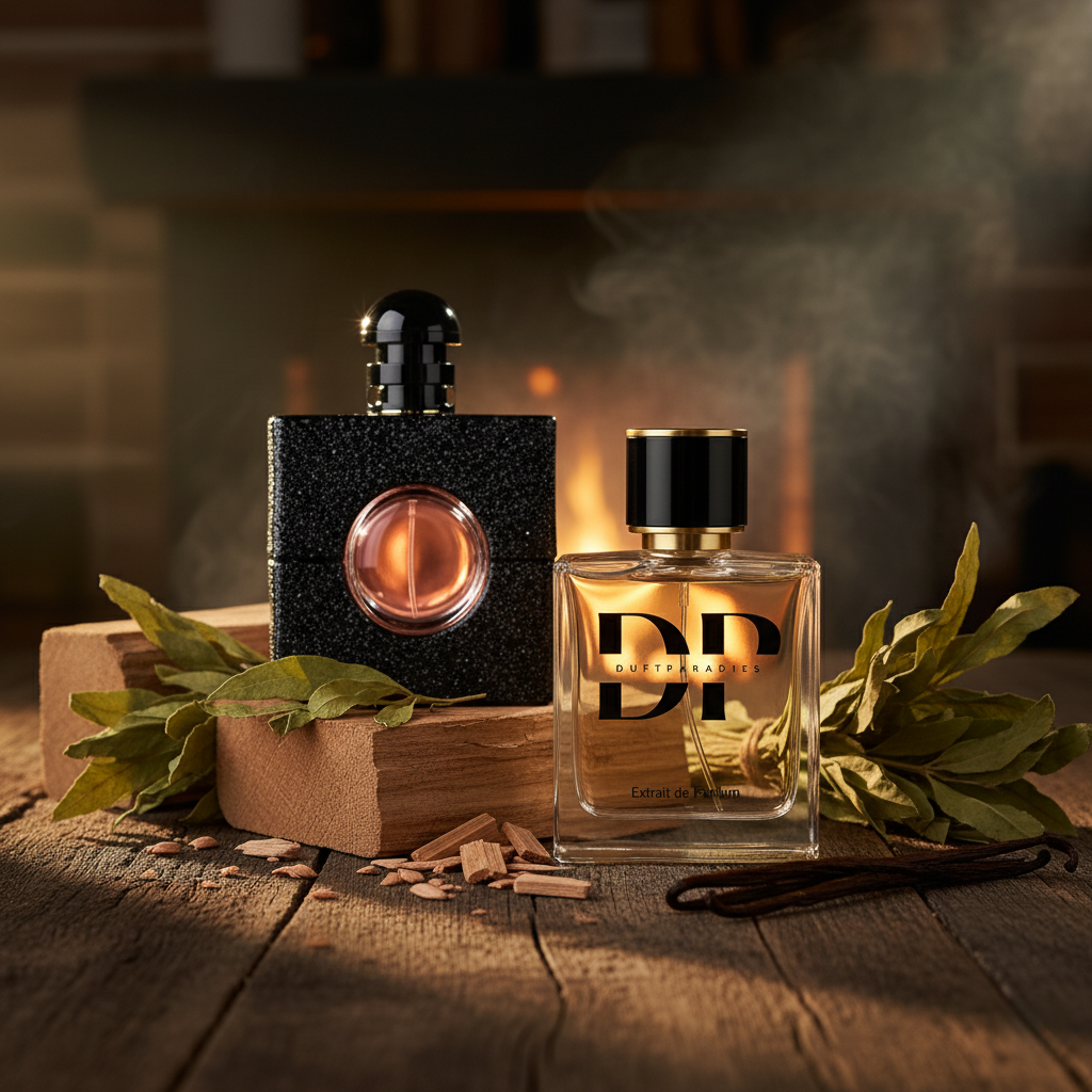 Schwarze W10 Opiuster Duftparadies Flasche mit schwarzem Design auf weißem Hintergrund