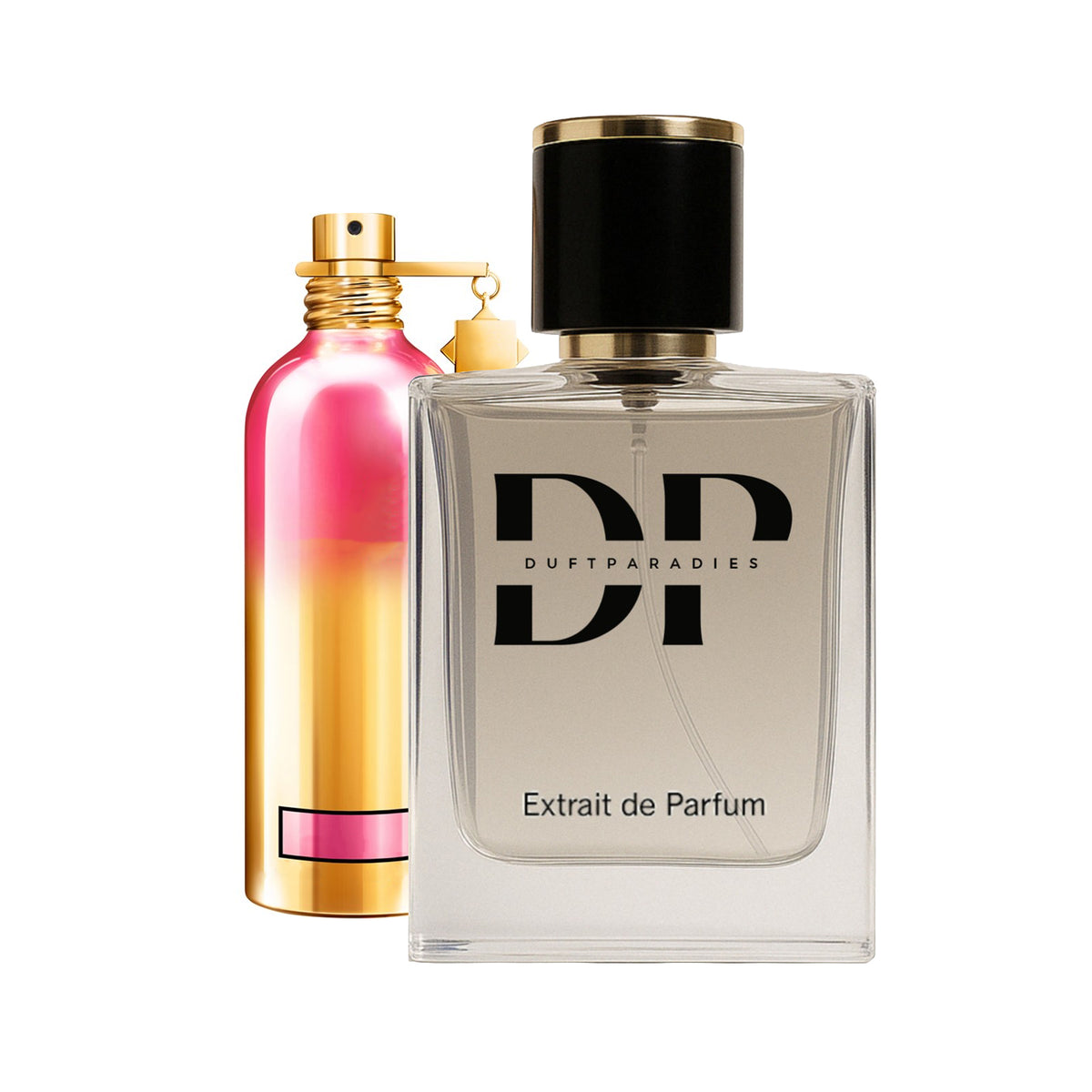 Duftparadies M208 Parfümflasche mit elegantem Design auf weißem Hintergrund, detailreiche Nahaufnahme der Duftflasche