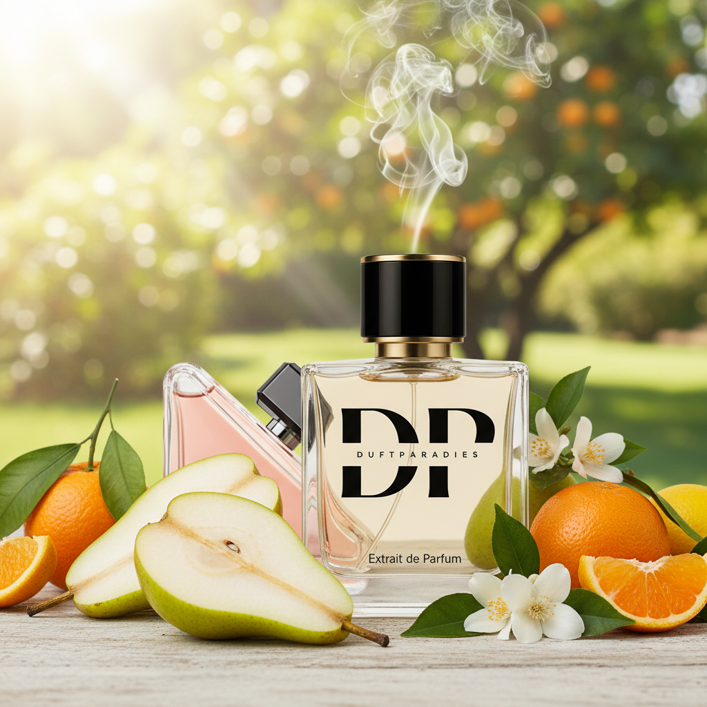 Duftparadies W161 Paradoxiya Duftflasche mit silbernem Verschluss und eleganter Gestaltung, Nahaufnahme des Parfümflakons