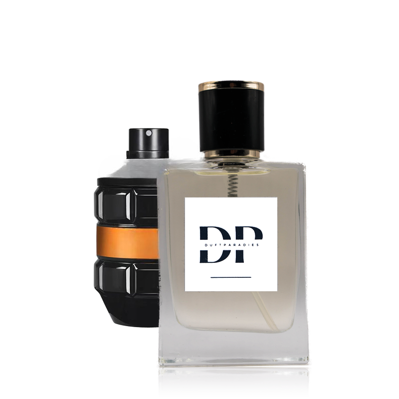 M16 Duftparadies Parfümflasche mit eleganter Gestaltung, sichtbarer Verschluss und Label auf weißem Hintergrund