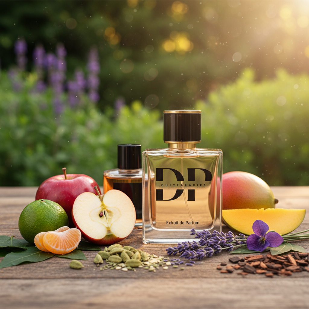 Duftparadies M164 Ambs Duftölflasche mit goldener Verpackung und eleganter Gestaltung auf weißem Hintergrund