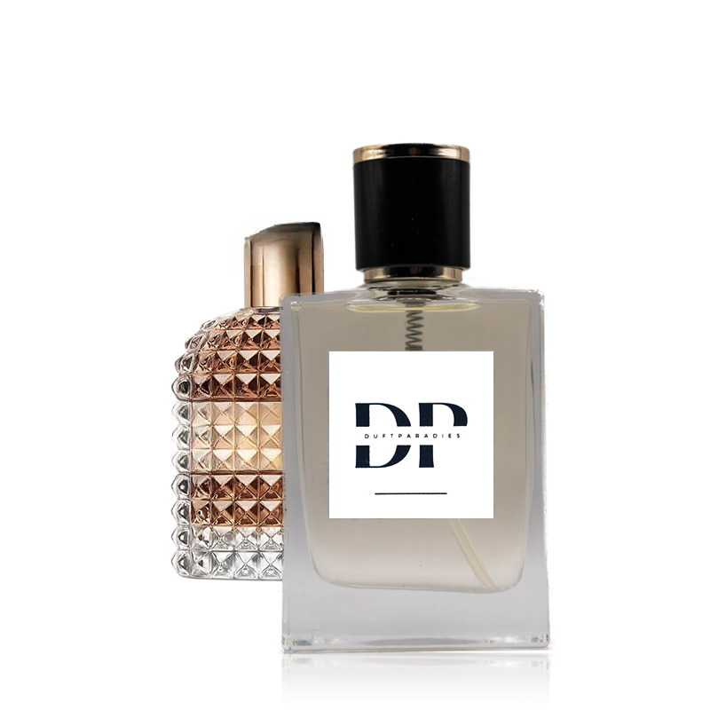Duftparadies M51 Parfümflasche mit eleganter Gestaltung, Nahaufnahme der Flasche und Verschluss.