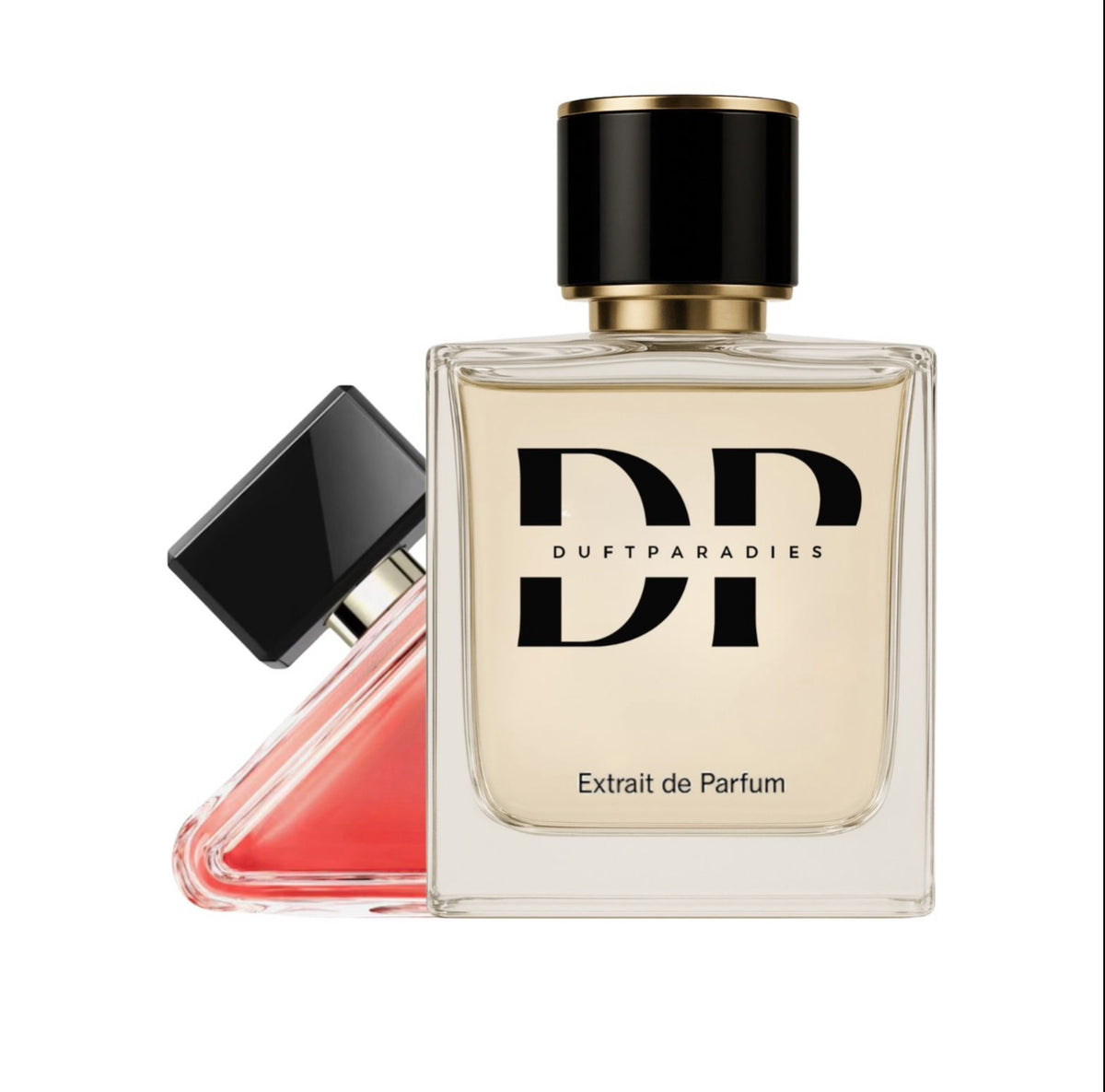 Dufthparadies W200 Paradoxiya Intense Flakon mit blauer Flüssigkeit und elegantem Design, Nahaufnahme des Parfümfläschchens