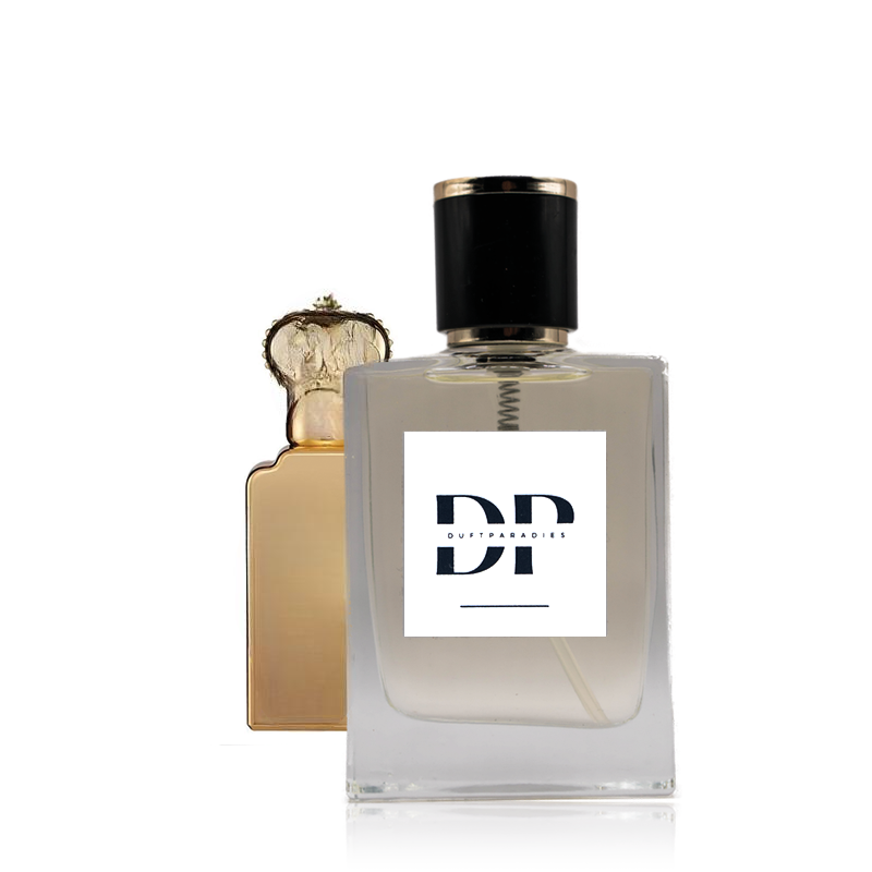 Duftparadies M102 Parfümflasche mit elegantem Design auf weißem Hintergrund, Nahaufnahme des Produktes