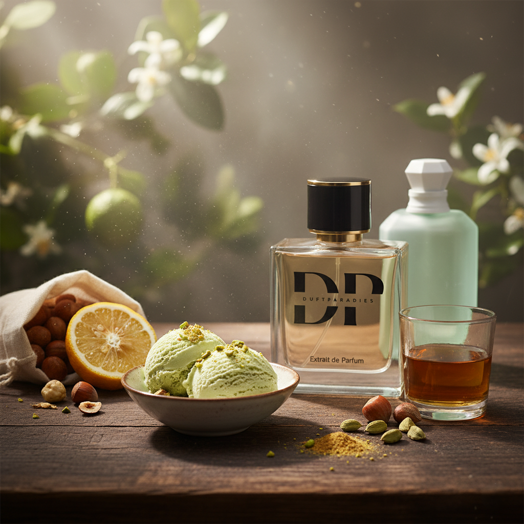 Duftparadies M289 Pistachio Duftkerze mit grünem Wachs und eleganter Verpackung, fokussiert auf die Kerze und das Design