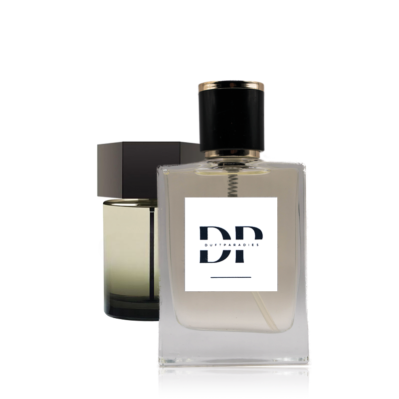 Duftparadies M29 Flasche mit Parfüm, klare Glasflasche mit goldener Kappe, elegant und stilvoll.