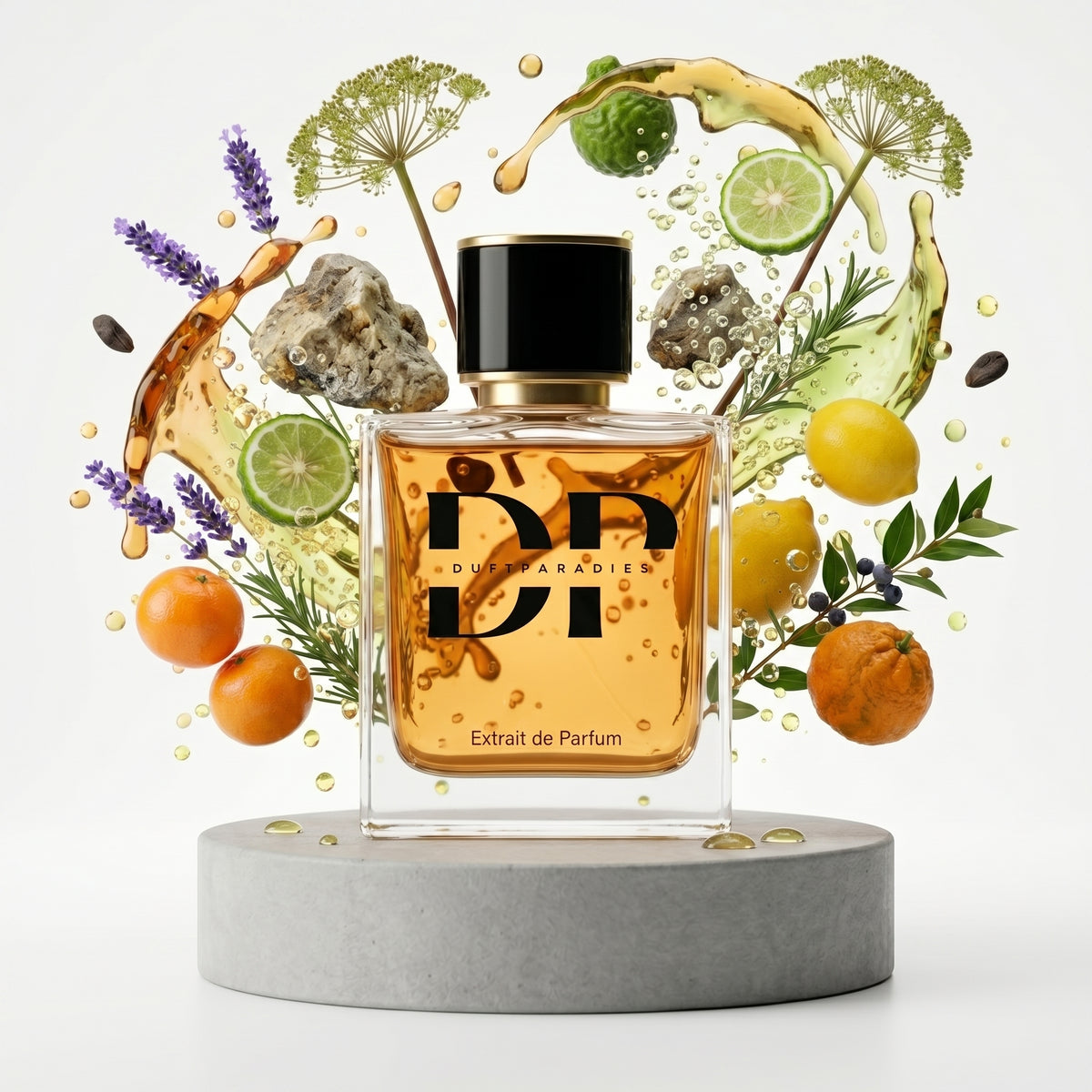 Duftparadies M1200 Portofino Duft mit eleganter Flasche und goldener Kappe, ideal für luxuriöse Raumdüfte