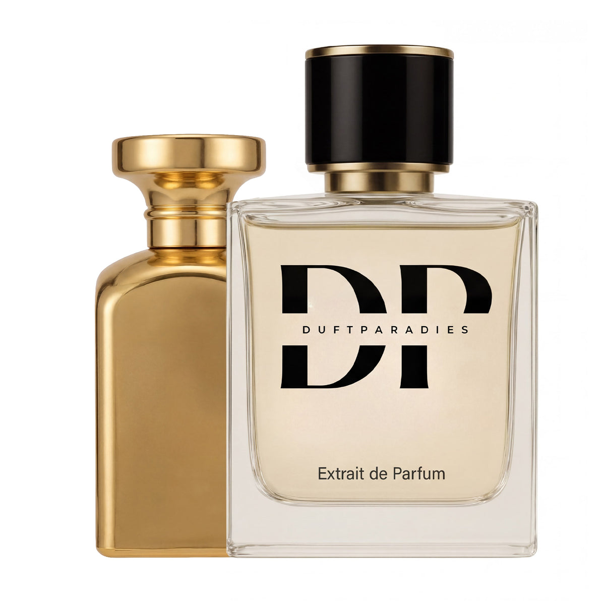 Duftparadies M340 Anf Ishq Flasche mit Parfüm, elegantes Design, klare Linie, auf weißem Hintergrund sichtbar
