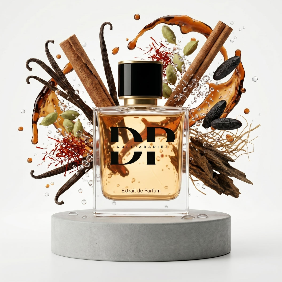 Duftparadies M770 Oud Parfümflasche mit goldener Kappe und eleganter Verpackung, Oud-Duft mit warmen, holzigen Noten.