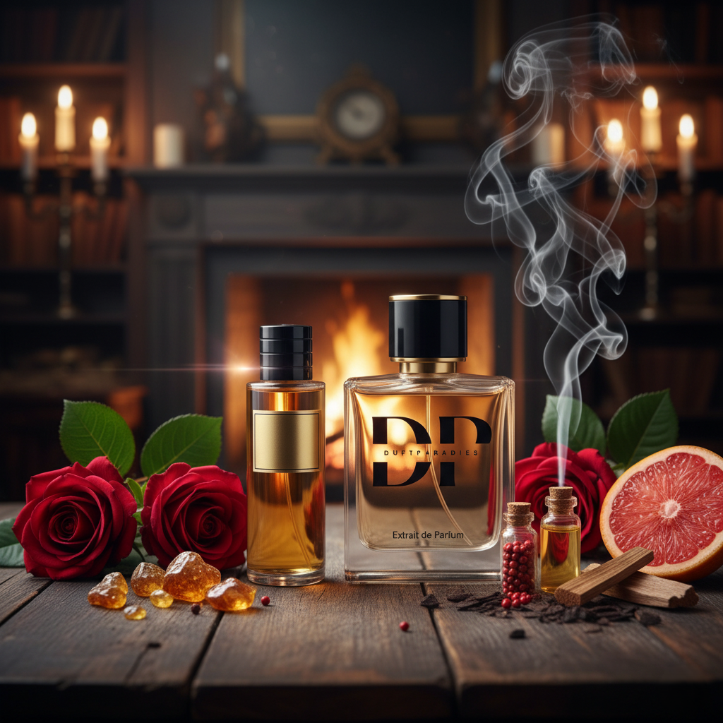 Amber Night von Duftparadies, Parfümflasche mit goldener Kappe, eleganter Duft für abendliche Anlässe.