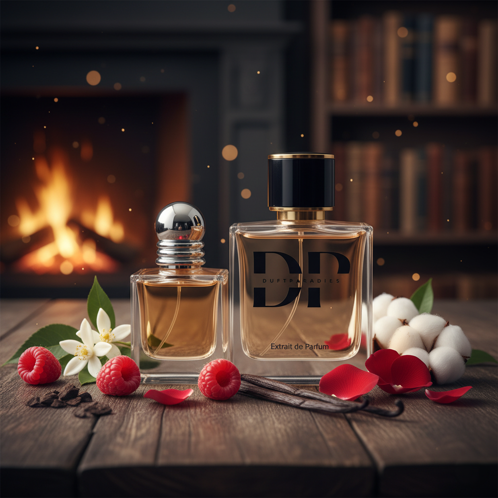 Duftparadies W106 Duftölflasche mit schwarzem Verschluss, klare Glasflasche mit aromatischem Duftöl, Nahaufnahme