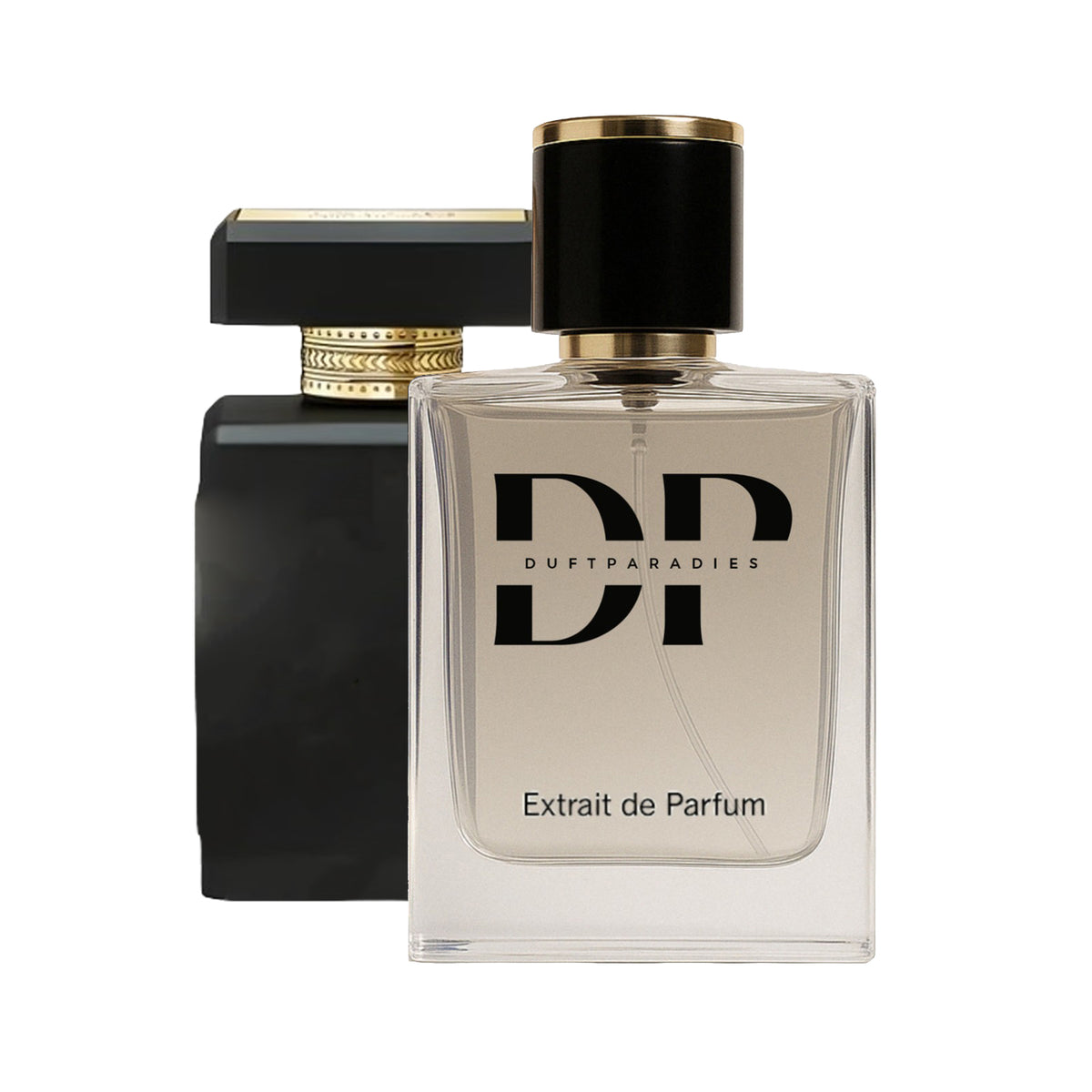 Dufthülle M182 Oud and Great von Duftparadies, elegante Flasche mit Oud-Duft, goldene Details, stilvolles Parfum-Design