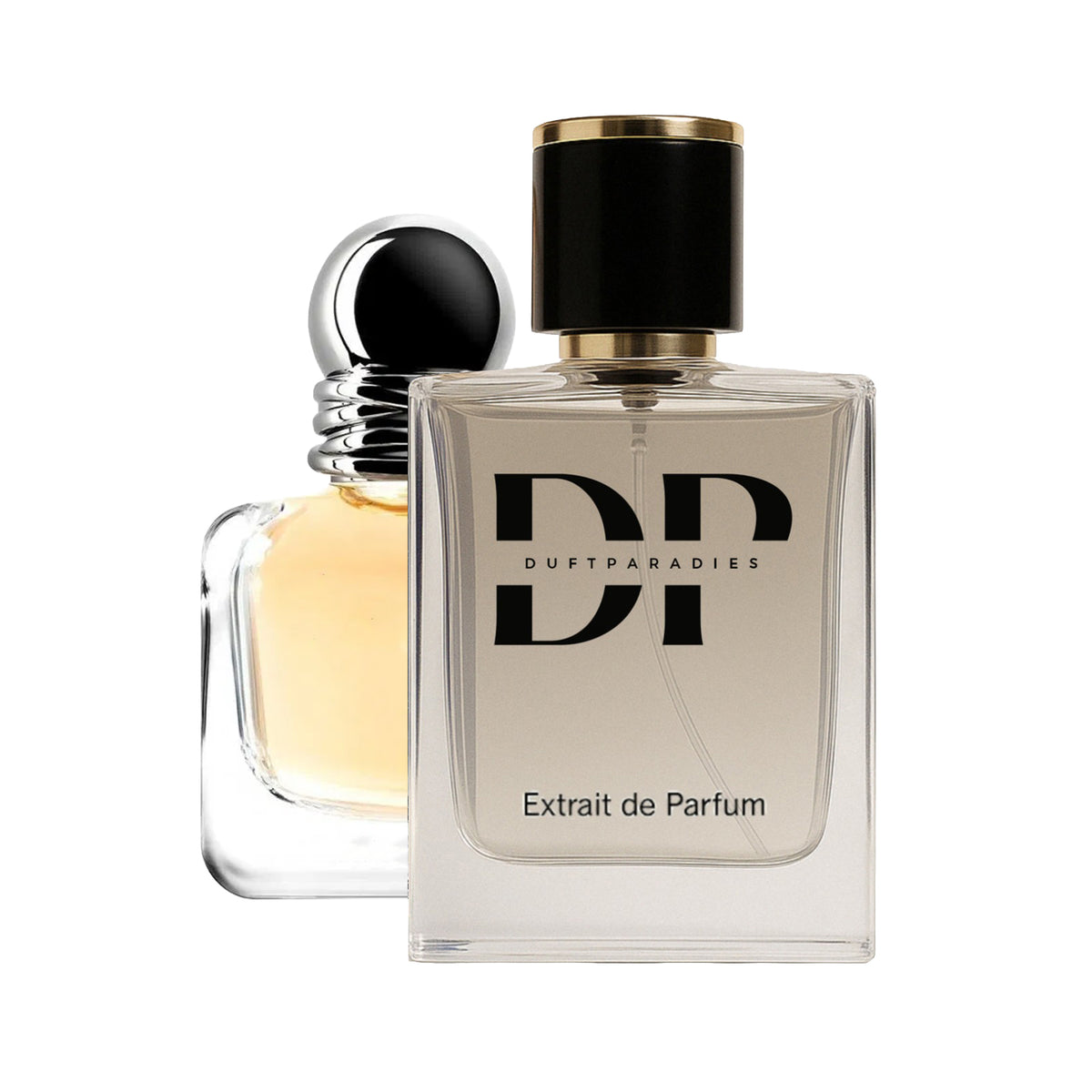 Duftparadies W106 Duftölflasche mit aromatischem Duft in dunkler Glasflasche auf weißem Hintergrund